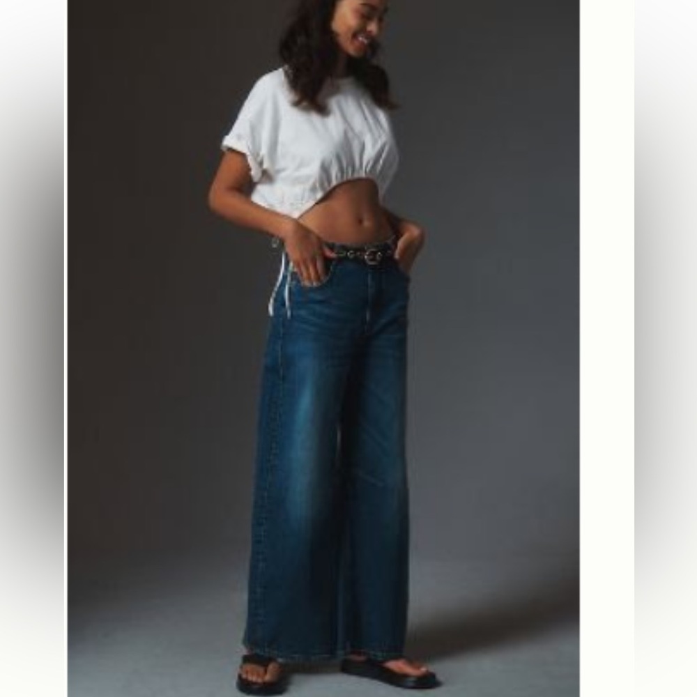 PILCRO BOWED SLOUCH HIGH-RISE TAPER JEANS sz 23 Tall. OUT OF STOCK ONLIN…